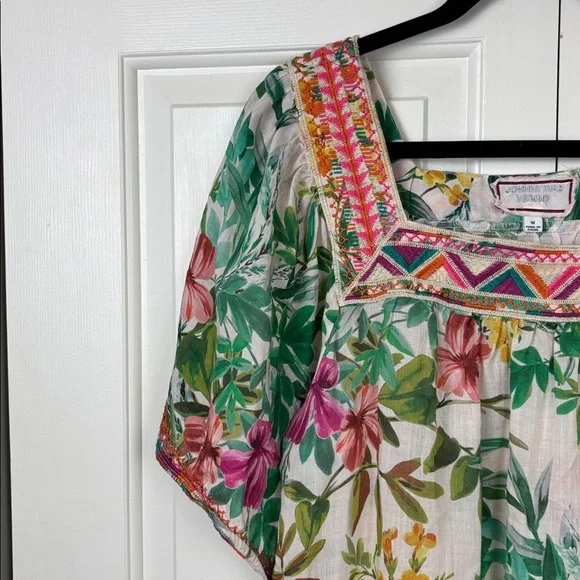 Johnny Was Workshop Pula Embroidered Square Neck Top - Size M - Picture 2 of 8